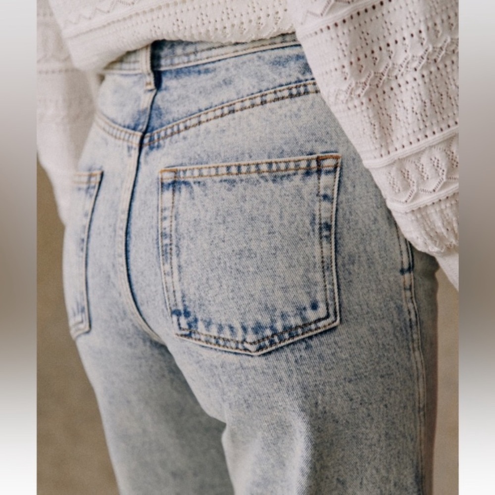 Sezane Le-Crop Light Wash Straight-Leg Jeans Size 6 - Picture 2 of 16